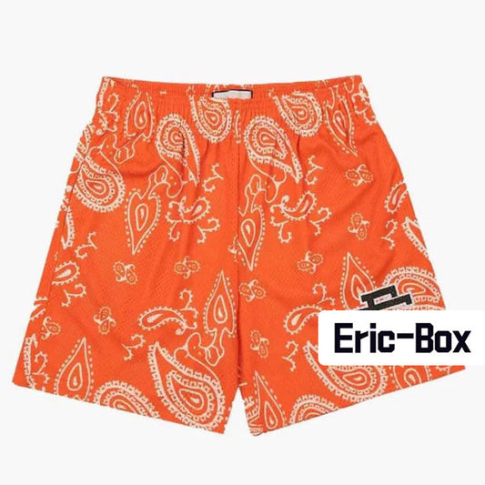 Cashew flowers Orange Mesh Shorts