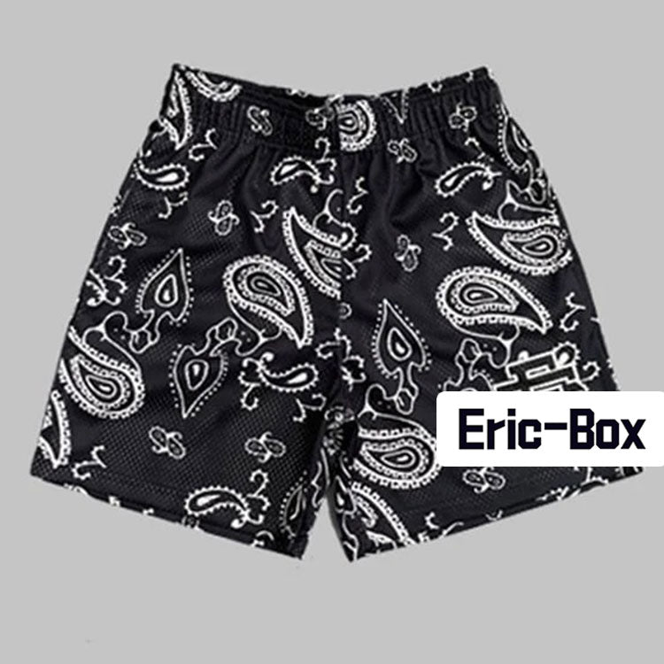 Cashew flowers Black Mesh Shorts